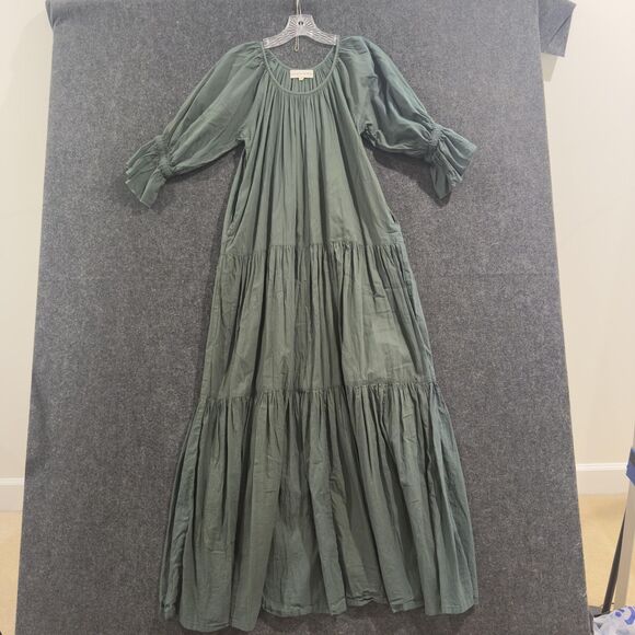 Daughters of India Dresses & Skirts - Daughters of India Sahana Dress Women's Small Green Boho Maxi Tiered Long Pocket